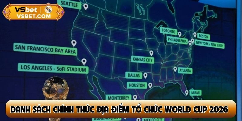 Danh sách chính thức các địa điểm tổ chức World Cup 2026